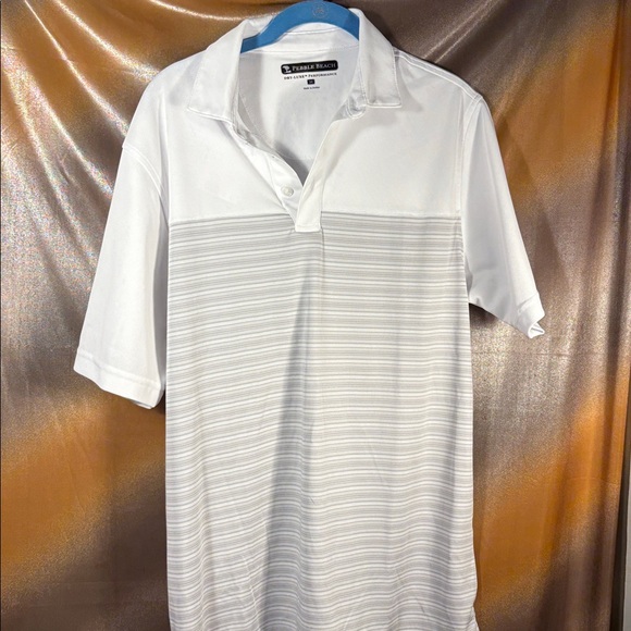 Pebble‎ Beach White medium Polo with Subtle Stripes with Dry-luxe ii